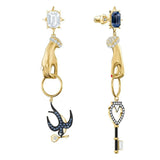 925 Silver Swallows Keys Hands Earrings