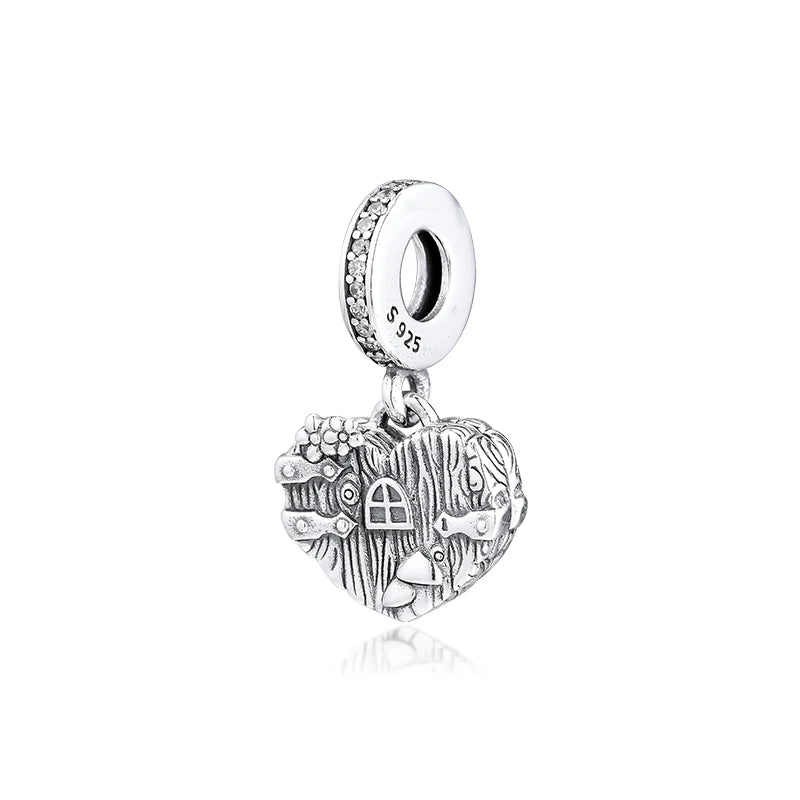 Home Sweet Heart Dangle Charm 925 Silver DIY Bracelet Beads