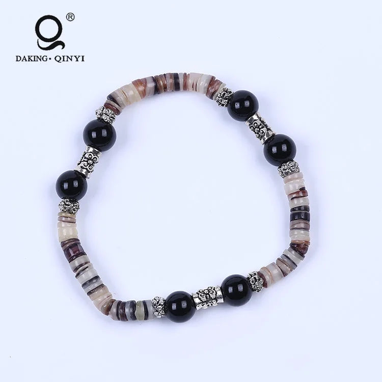 Coconut Shell Bracelet Glass Beads Gift for Her