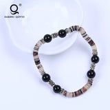 Coconut Shell Bracelet Glass Beads Gift for Her
