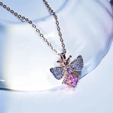 Pink Crystal Citrine Zircon Diamond Pendant Necklace Silver Jewelry