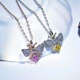 Pink Crystal Citrine Zircon Diamond Pendant Necklace Silver Jewelry