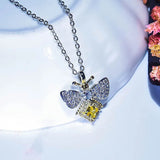 Pink Crystal Citrine Zircon Diamond Pendant Necklace Silver Jewelry