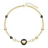 Agate Heart Charm Choker Necklace for Women 18K Plated