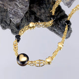 Agate Heart Charm Choker Necklace for Women 18K Plated