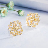 Clover Crystal Zircon Diamonds Gemstones Stud Earrings for Women