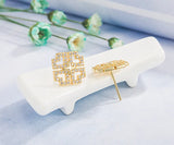 Clover Crystal Zircon Diamonds Gemstones Stud Earrings for Women