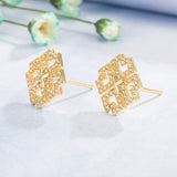 Clover Crystal Zircon Diamonds Gemstones Stud Earrings for Women