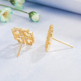 Clover Crystal Zircon Diamonds Gemstones Stud Earrings for Women
