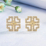 Clover Crystal Zircon Diamonds Gemstones Stud Earrings for Women