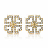 Clover Crystal Zircon Diamonds Gemstones Stud Earrings for Women