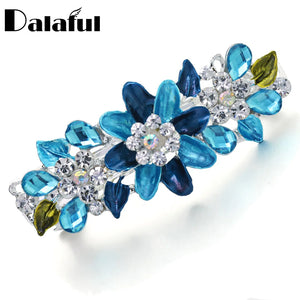 Crystal Flower Rhinestone Hairpin Enamel Barrettes Jewelry Headpiece F165