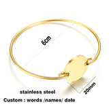 Romantic Round Bracelet Engraved Letters Bangle For Women
