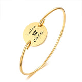 Romantic Round Bracelet Engraved Letters Bangle For Women