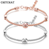 Engraved Letters Beads Bangle: Family Bracelet Gift