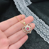 Heart Pendant Necklace Multicolor Zircon Crystal 18k Jewelry