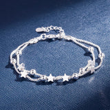 Stars Layered Stackable Chain Bracelets Silver Jewelry Accessories
