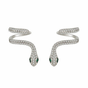 Zircon Diamond Stud Earrings Cross Layered Silver Jewelry