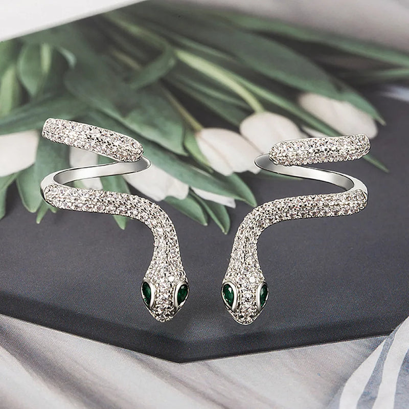 Zircon Diamond Stud Earrings Cross Layered Silver Jewelry