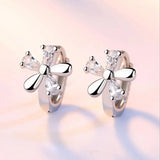 925 Silver CZ Plum blossom Hoop Earrings For Women Girl Piercing Huggie