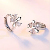 925 Silver CZ Plum blossom Hoop Earrings For Women Girl Piercing Huggie