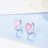 Childer 925 Silver Pink Green Enamel Heart Clip Earring For Baby Girl