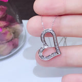 925 Silver Heart Zircon Stone Pendant Necklace For Women