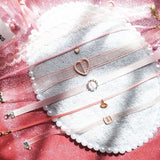 Pink Lace Pearl Heart Choker Necklace for Women
