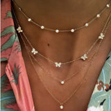 925 Sterling Silver Butterfly Choker Necklace Romantic Gift Jewelry