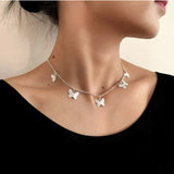 Golden Silver Plated Butterfly Choker Necklace for Women