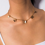 Golden Silver Plated Butterfly Choker Necklace for Women