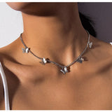 Golden Silver Plated Butterfly Choker Necklace for Women