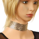 Glittery Smooth Mesh Wide Choker Necklace
