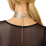 Glittery Smooth Mesh Wide Choker Necklace