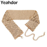Glittery Smooth Mesh Wide Choker Necklace