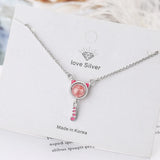 925 Silver Opal Charm Cat Pendant Necklace Girls Gift