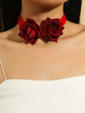 Lace Flower Rose Choker Necklace for Women