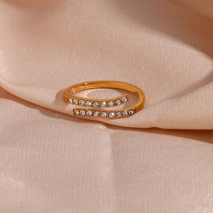 Double Layer Rhinestone Filled Resizable Rings for Women