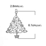 Christmas Tree Pendant Clear Rhinestone Charm for DIY Necklace Jewelry Making
