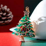 Christmas Tree Star Colorful Crystal Key Chain Green Tree Keychain