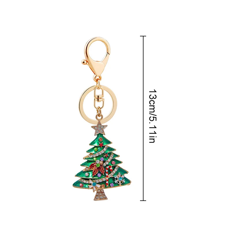 Christmas Tree Star Colorful Crystal Key Chain Green Tree Keychain