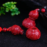 Cinnabar Gourd Pendant Chinese Hand-Carved Necklace