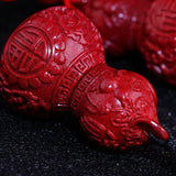Cinnabar Gourd Pendant Chinese Hand-Carved Necklace