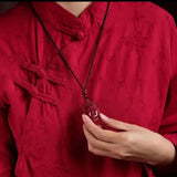 Cinnabar Jade Buddha Pendant Necklace Chinese Healing Luck Gift