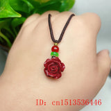 Cinnabar Jade Fox Love Gourd Pendant Necklace Hand-Carved Healing Women Man Gift
