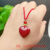 Cinnabar Jade Fox Love Gourd Pendant Necklace Hand-Carved Healing Women Man Gift