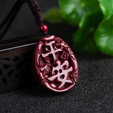 Cinnabar Jade Peace Pendant Necklace Chinese Hand-Carved Healing Gift