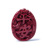 Cinnabar Jade Peace Pendant Necklace Chinese Hand-Carved Healing Gift