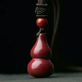 Cinnabar Jade 3D Gourd Pendant Necklace Chinese Healing Luck Gift