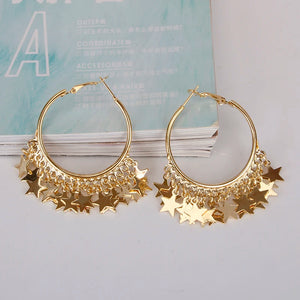 Star Tassel Hoop Earrings for Women Party Jewelry E0263